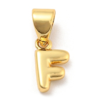 Brass Charms, Real 18K Gold Plated, Long-Lasting Plated, Lead Free & Cadmium Free, Letter Charm, Letter F, 9.5x5.5x2.5mm, Hole: 5x3.5mm