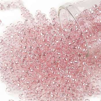 TOHO Round Seed Beads, Japanese Seed Beads, (289) Light French Rose Transparent Luster, 8/0, 3mm, Hole: 1mm, about 222pcs/10g