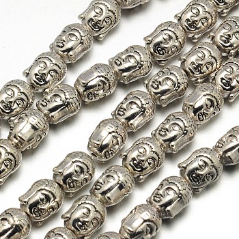 Tibetan Style Buddha Head Alloy Bead Strands, Lead Free, Antique Silver, 11x9x8mm, Hole: 2mm, about 19pcs/strand, 8 inch