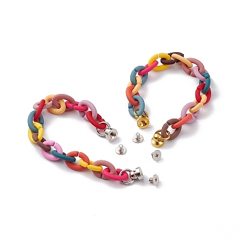 Acrylic Mobile Straps, with Curb Chains and Brass Screw Nuts, Mixed Color, 17.5cm, 2pcs/set