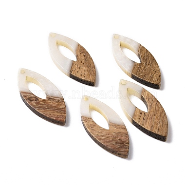 Opaque Resin & Walnut Wood Pendants(RESI-N025-047B-02)-3