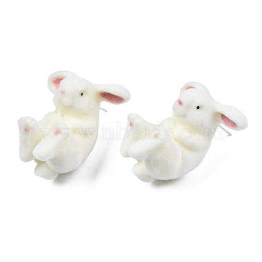 Boucles d'oreilles lapin en résine avec 925 épingle en argent sterling(EJEW-N051-02)-5
