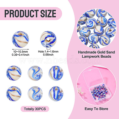 30Pcs Handmade Gold Sand Lampwork Beads(LAMP-TA0002-37B)-3
