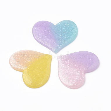 36mm Mixed Color Heart Resin Cabochons