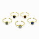 Electroplate Natural Druzy Agate Cuff Finger Rings(RJEW-I052-04G)-1