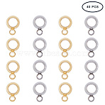 304 Stainless Steel Tube Bails, Loop Bails, Bail Beads fit European Chains, Rondelle, Golden & Stainless Steel Color, 5x9x6mm, Hole: 1mm and 4mm, 20pcs/color, 40pcs/box, Square Plastic Bead Storage Container: 5.4x5.3x2cm(STAS-PH0018-36)
