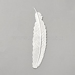 Alloy Bookmarks, Feather, Silver, 115x23x1mm, Hole: 0.8mm(FIND-WH0139-799S)