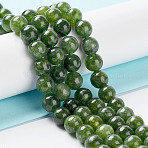 Dyed Natural Malaysia Jade Beads Strands, Round, Green, 6mm, Hole: 1mm, about 31pcs/strand, 7.48 inch(19cm)(X-G-G021-02A-13)