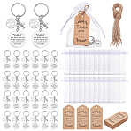 38Pcs Alloy Keychain, Airplane & Earth, with Iron Rings and Paper Card and Organza Bags, Platinum, 80mm(KEYC-OC00013)