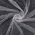 Polyester Fabric, with ABS Imitation Pearl, Wedding Ceiling Decorations, Bisque, 1600x0.2mm, about 3m/pc(DIY-WH0683-57B)