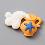 Ocean Theme Opaque Resin Cabochons, Wishing Bottle with Starfish, Orange, 21.5x32x8.5mm(CRES-WH0010-023)
