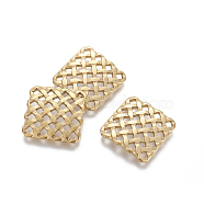 Vacuum Plating 304 Stainless Steel Filigree Joiners, Square, Golden, 24x24x2mm, Hole: 2.3x2.3mm(STAS-I105-01G)