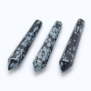 Natural Snowflake Obsidian Pointed Beads, Bullet, Undrilled/No Hole Beads, 50.5x10x10mm(G-E490-E16)