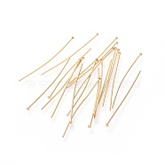 304 Stainless Steel Flat Head Pins, Real 18K Gold Plated, 45x0.7mm, Head: 2mm(X-STAS-G205-01A-G)