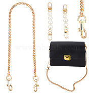 WADORN 3Pcs 3 Style Plastic Imitation Pearl & Iron Curb Chain Bag Handles, Golden, 10.8~60cm, 1pc/style(DIY-WR0002-71B)