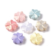Opaque Acrylic Beads, Glitter Bead, 3D Four Leaf Clover, Mixed Color, 15.5x16x5mm, Hole: 2mm, about 780pcs/500g(OACR-E010-03)