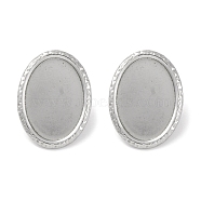 304 Stainless Steel Oval Stud Earrings, Silver, 24x18mm(EJEW-D281-19S)