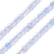 Natural Aquamarine Beads Strands, Faceted, Round, 3~3.5mm, Hole: 0.5mm, about 115~130pcs/strand, 14.5~16.1 inch(37~41cm)(G-F619-05-3mm)