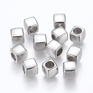 CCB Plastic European Beads, Cube, Platinum, 7x7mm, Hole: 4mm(CCB-K003-34P)