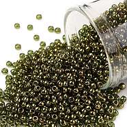TOHO Round Seed Beads, Japanese Seed Beads, (324) Gold Luster Moss Green, 11/0, 2.2mm, Hole: 0.8mm, about 1110pcs/10g(X-SEED-TR11-0324)