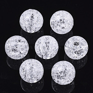 Transparent Crackle Acrylic European Beads, Large Hole Beads, Round, Clear, Clear, 14x13mm, Hole: 4mm, about 375pcs/500g(CACR-N003-35)