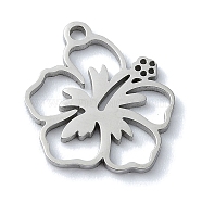 Non-Tarnish 304 Stainless Steel Pendants, Laser Cut, Flower Charms, Stainless Steel Color, 14x13x1mm, Hole: 1mm(STAS-C097-17P)