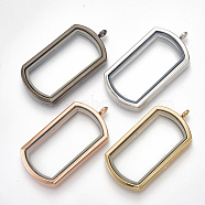 Alloy Magnetic Locket Big Pendants, with Glass, Rectangle, Mixed Color, 57x29x7mm, Hole: 3.5mm, Inner Measure: 43x20mm(PALLOY-T052-17)