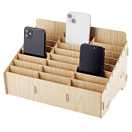24-Grid Wooden Cell Phone Storage Box, Mobile Phone Holder, Desktop Organizer Storage Box for Classroom Office, Beige, Finished Product: 320x200x180mm(CON-WH0094-05B)