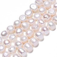 Natural Cultured Freshwater Pearl Beads Strands, Two Sides Polished, Seashell Color, 6~7.5x5~6x3.5~6mm, Hole: 0.6mm, about 29pcs/strand, 6.89~7.09 inch(17.5~18cm)(PEAR-N014-05H)