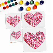 US 1 Set Valentine's Day Theme PET Hollow Out Drawing Painting Stencils, for DIY Scrapbook, Photo Album, with 1Pc Art Paint Brushes, Heart, 150~300x150~300mm, 4pcs/set(DIY-MA0002-78)