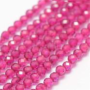 Synthetic Gemstone Beads Strands, Imitation Ruby, Faceted, Round, 2mm, Hole: 0.5mm, about 178pcs/strand, 15.3 inch(39cm)(G-K182-2mm-17)