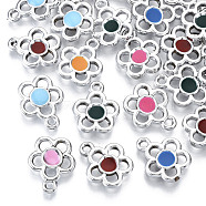 UV Plating Acrylic Pendants, with Enamel, Mixed Color, Flower, Platinum, 17.5x14.5x3mm, Hole: 1.8mm(OACR-N010-023P)