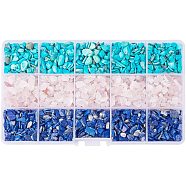 Natural Rose Quart, Natural Lapis Lazuli and Natural Turquoise Chips Beads, No Hole/Undrilled, 7.5~13x5~7x3~4mm, about 25~30g/compartment(G-PH0031-03)