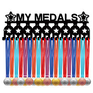 Iron Medal Holder Frame, 20 Hooks Medals Display Hanger Rack, with Screws, Black, Medal, 130x400mm, Hole: 5mm(ODIS-WH0028-102)