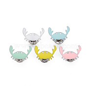 Cute Crab Enamel Pin, Animal Brass Enamel Brooch for Backpack Clothes, Nickel Free, Mixed Color, Platinum, 15x21mm(JEWB-S012-004P-NF)