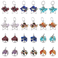 8 Sets 2 Styles Mixed Stone Chip Pendants, Tree of Life & Star Charms, with Antique Silver Tone Alloy Findings, 18.5~23x15.5~20.5x4~5.5mm, Hole: 5~7.5mm, 4 sets/style(FIND-FH0007-47)
