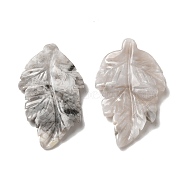 White Natural Crazy Agate Pendants, Leaf Charms, 41.5x25~26x5mm, Hole: 0.8mm(G-I336-01-40)