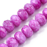 Opaque Baking Painted Glass Beads Strands, Imitation Stones, Faceted, Rondelle, Violet, 13~14x10mm, Hole: 1mm, about 33pcs/strand, 13.19 inch~13.78 inch(33.5~35cm)(EGLA-N006-009C-A13)