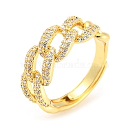 Cubic Zirconia Adjustable Ring, Real 18K Gold Plated Brass Ring, Lead Free & Cadmium Free, Clear, Inner Diameter: 17mm(RJEW-Q781-16G-08)