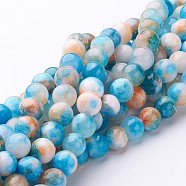 Natural Persian Jade Beads Strands, Dyed, Round, Light Sky Blue, 6mm, Hole: 1mm, about 62pcs/strand, 16 inch(X-G-D434-6mm-16)