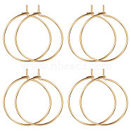 100Pcs 316 Surgical Stainless Steel Hoop Earring Findings, Wine Glass Charms Rings, Golden, 21 Gauge, 20x0.7mm(STAS-BBC0002-01)