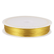 Copper Jewelry Wire, Round, Gold, 0.3mm, about 236.22 Feet(72m)/Roll(CWIR-TAC0002-02A-02)