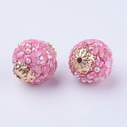Handmade Indonesia Beads, with Metal Findings, Round, Pearl Pink, 19x18mm, Hole: 1.5mm(IPDL-E006-03)