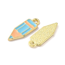 Study Supplies Theme Alloy Enamel Pendants, Light Gold, Pencil Pattern, 18x6x1mm, Hole: 1.6mm(ENAM-WH0061-20D-02)