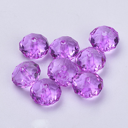 Transparent Acrylic Beads, Faceted, Rondelle, Dark Violet, 11.5x7mm, Hole: 2mm, about 925pcs/500g(TACR-Q258-12mm-V48)