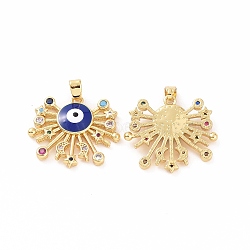 Brass Micro Pave Cubic Zirconia Pendants, with Enamel Evil Eye, Golden, 21x23x4mm, Hole: 4x2.5mm(KK-A181-VA279-2)