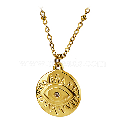 Stylish European and American Stainless Steel Eye Pendant Necklaces for Women, Golden, 17.72 inch(45cm)(MC1159)