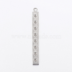 304 Stainless Steel Pendant Rhinestone Settings, Strip with Heart, Stainless Steel Color, 52x6x1.5mm, Hole: 2mm, Fit for 2mm Rhinestone(X-STAS-G172-62P)