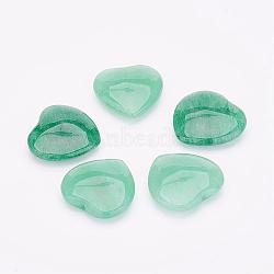 Natural Green Aventurine Beads, Heart, Half Drilled, 19x19x6mm, Hole: 1mm(G-G670-04)