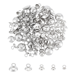 304 Stainless Steel Bead Cap Pendant Bails, for Globe Glass Bubble Cover Pendants, Stainless Steel Color, 5~7x4~10mm, Hole: 2~3mm, 100pcs/box(STAS-UN0010-42)